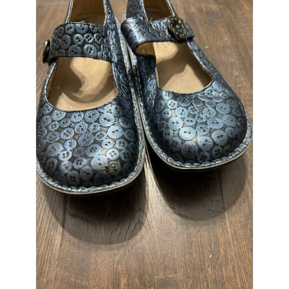 Alegria Womens Blue Button Strap Mary Jane Shoes Pal 213 Leather Comfort EU‎ 42 main image 8
